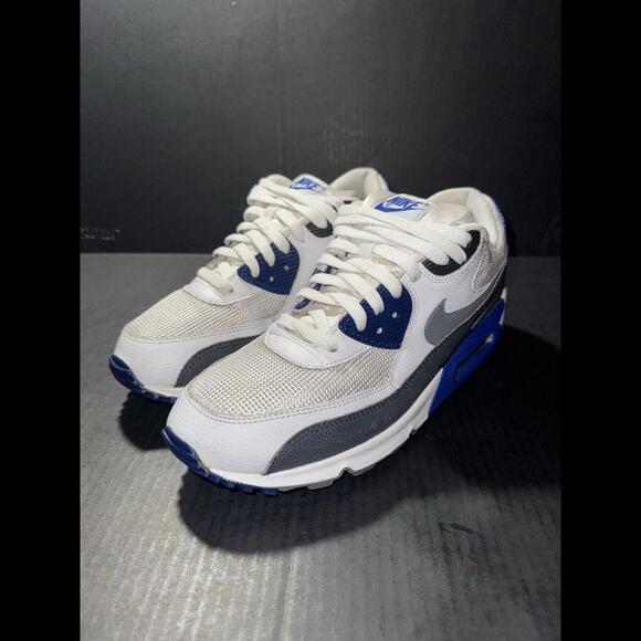 Nike Air Max 90 Essential White Deep Royal 537384-104 Sz 9.5 - Picture 4 of 9